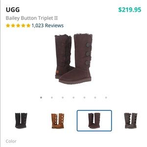 UGG Bailey Button Triplet II dark brown size 7